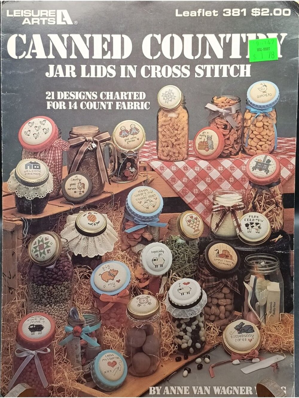 Canned Country Jar Lids In Cross Stitch Vintage Pattern Booklet 1987 By Leisure